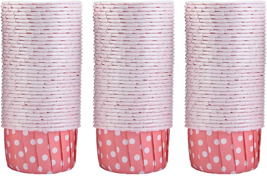 Cupcake Mold Cup Cakes, Baking Molds Mini Cupcake Paper Cupcakes, Muffin Liners Home for Wedding School for Birthday(Pink dots)