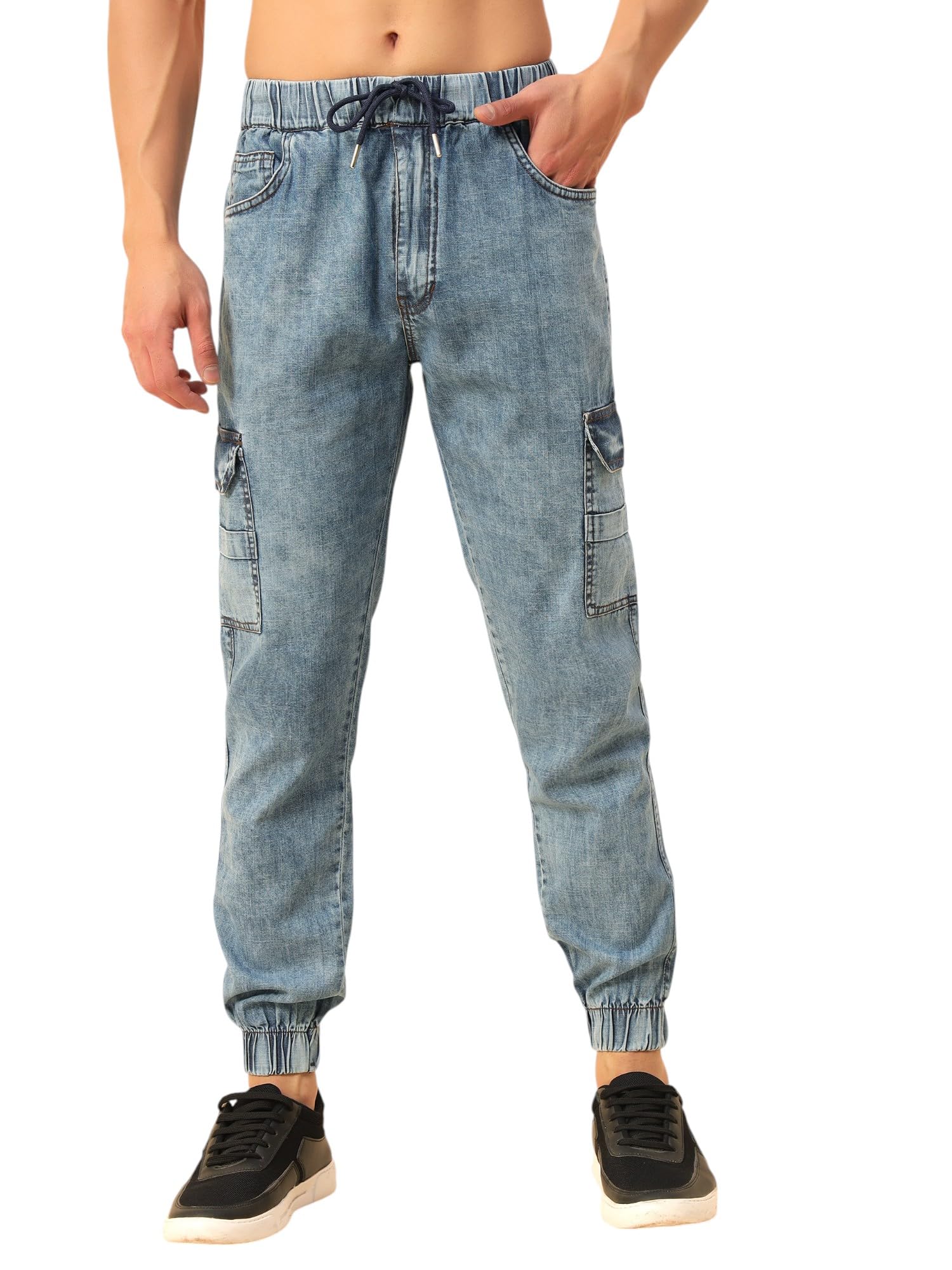 studio nexx Men's Denim Cargo Joggers | Non Stretchable|Loose fit Cargo Pants |Light Weight Denim Joggers-picture-35