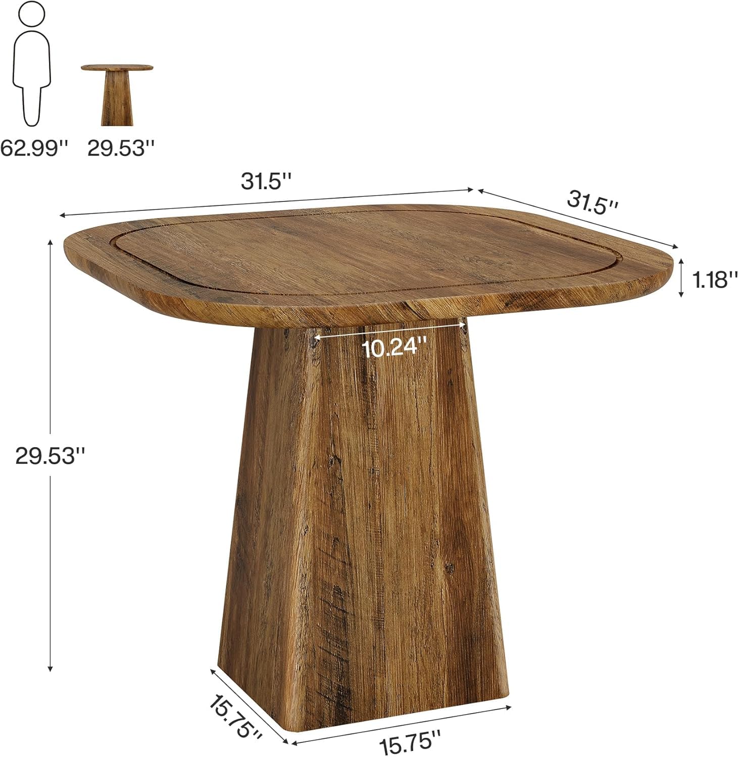 Tribesigns Okrągły stół do jadalni dla 4 osób, 80 cm, rustykalny stół do jadalni z metalowym stelażem, okrągły stół kuchenny do kuchni, salonu, jadalni (brązowy)