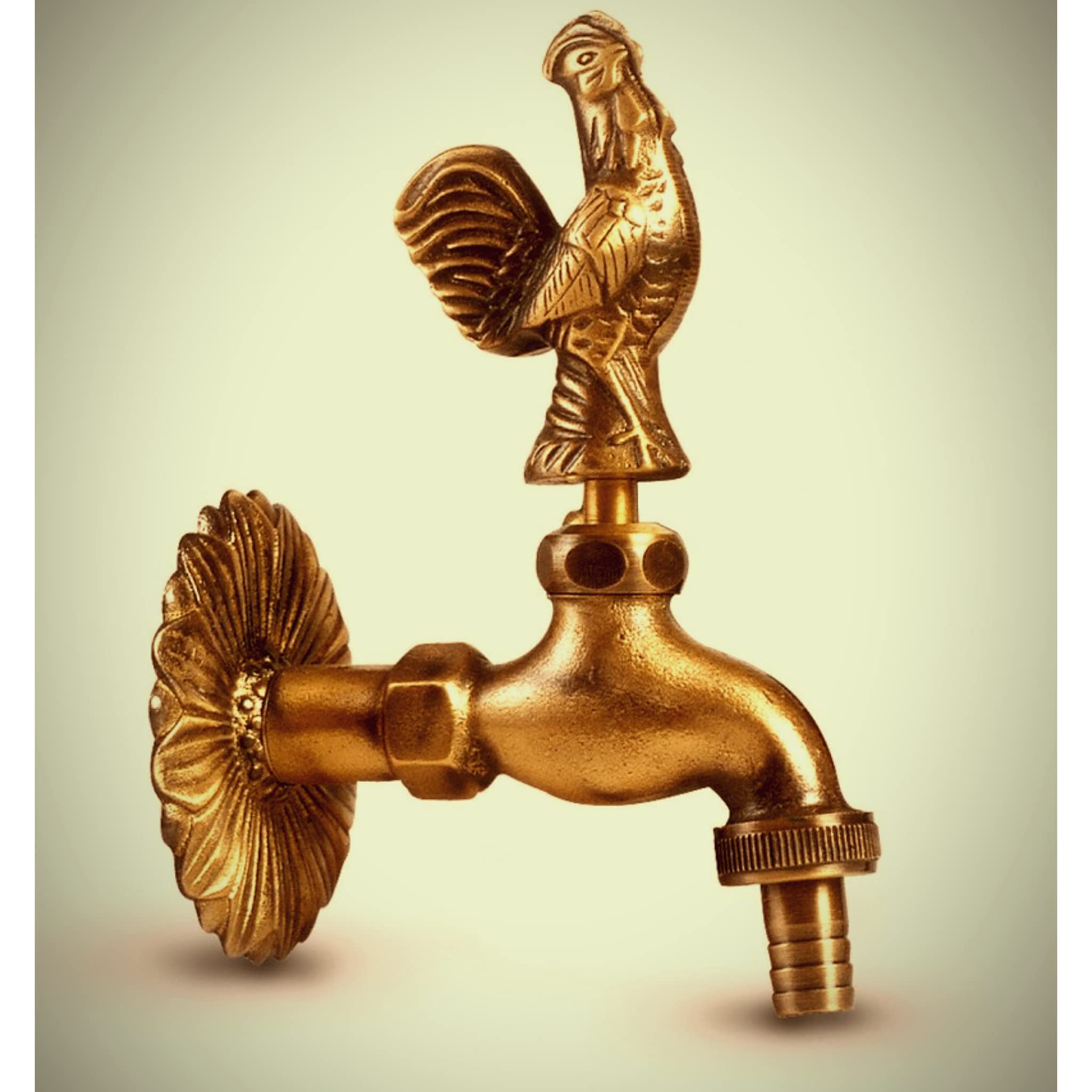 Bricoloco.com Grifo exterior jardín 1/2 decorativo figuras animales acabado óxido vintage latón bronceado - Grifería ornamental para patios y jardines (Gallo)