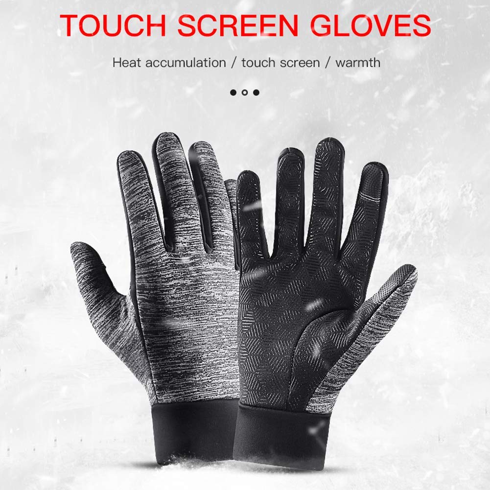 Winterhandschuhe, Winddichte Thermo-Fahrradhandschuhe Kaltes Wetter, wasserdichte Fleece OutdoorTouch Screen Skihandschuhe Grau