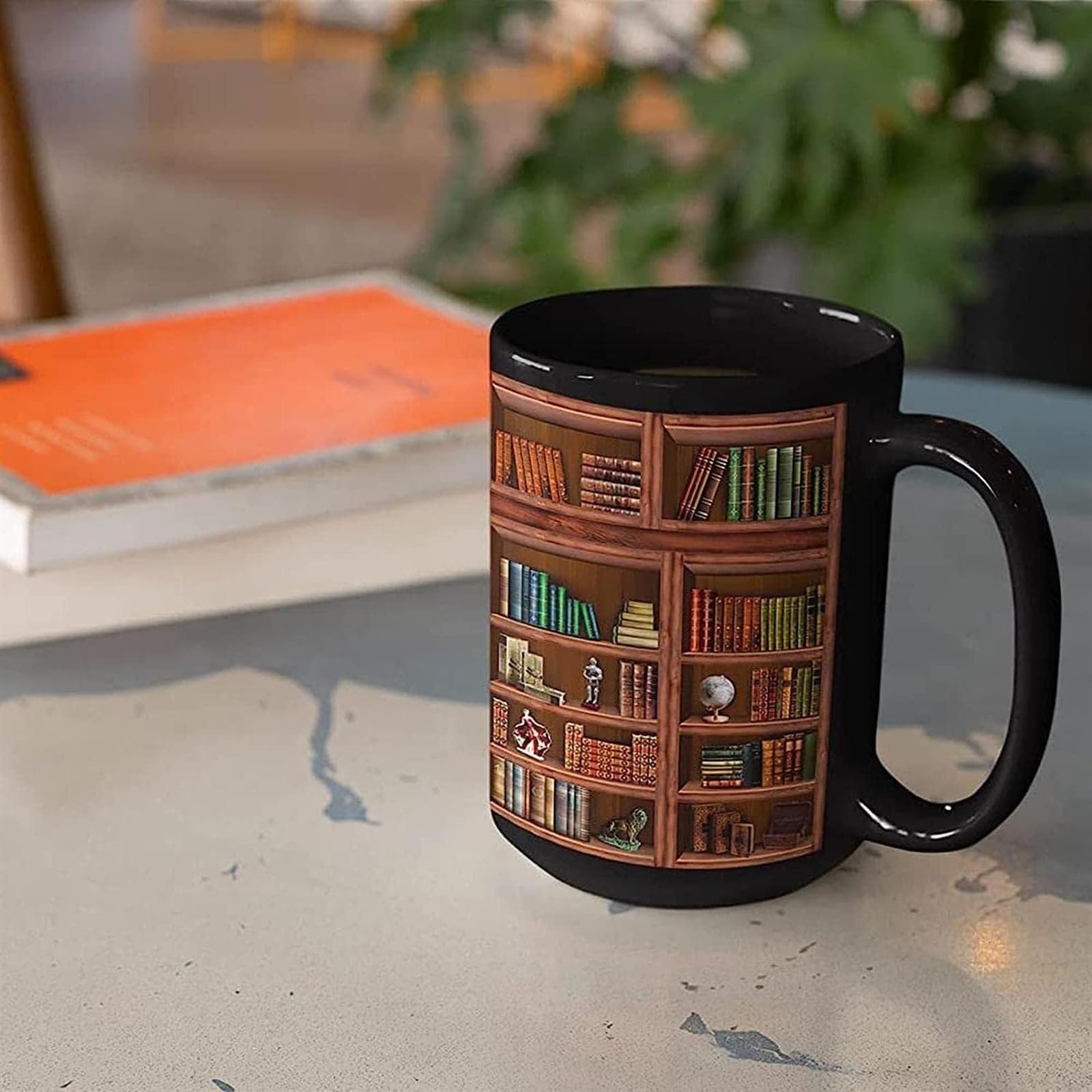 KanDuo Personalisierte Kaffeetasse, Keramik-Trinkbecher, Keramik-Wassertasse, Kaffeetasse, Buch-Kaffeetasse – lustige Keramik-Buchclub-Tasse, 430 ml, beidseitig Bedruckte Bücherregal-Tasse f