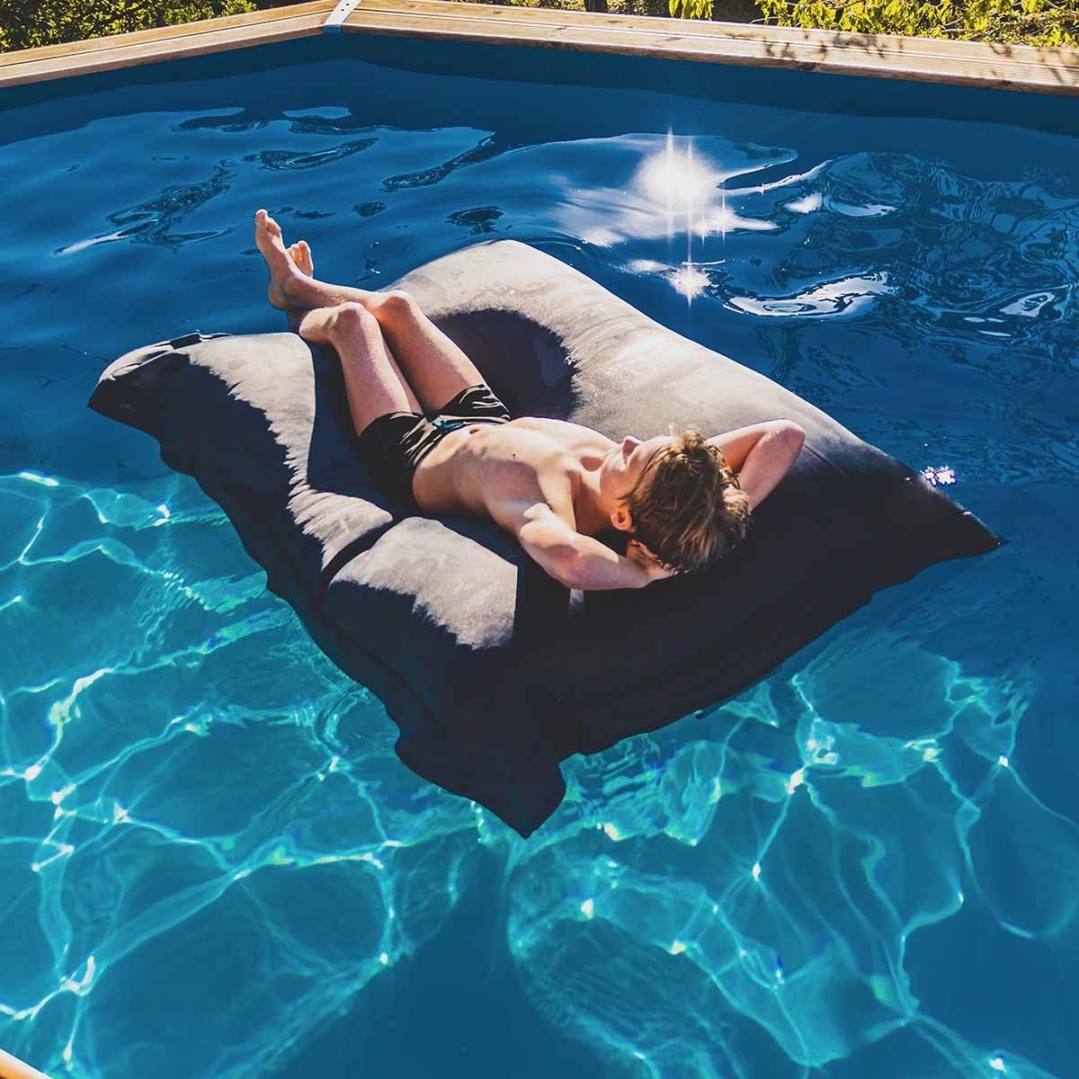 LIVEDECO - Housse Vide Pouf Géant XXL, Flottant pour Piscine, Gris Anthracite Pool BiG52
