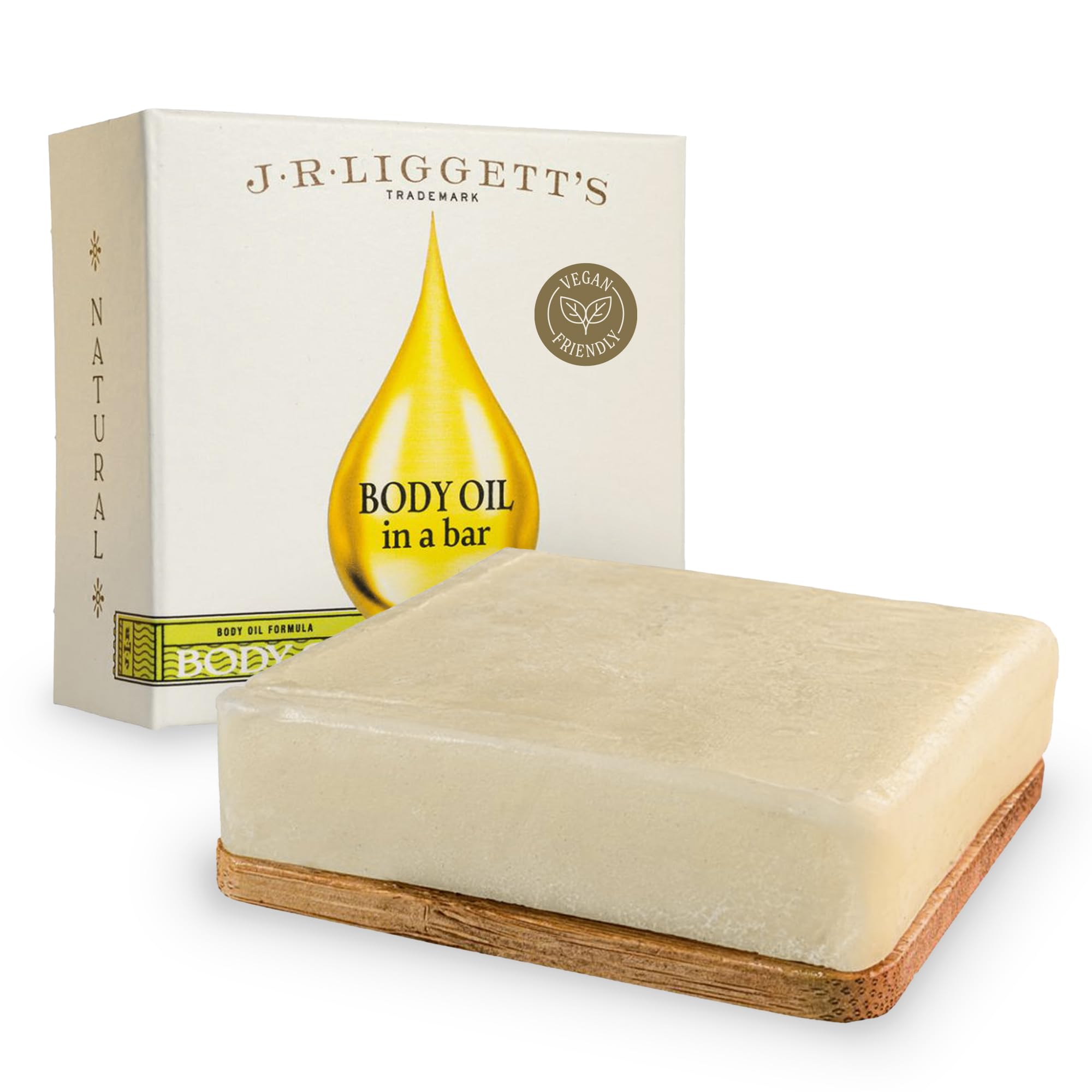 J.R.LIGGETT’S Body Oil Bar with Bamboo Wafer, All-Natural, Plant-Based Solid Moisturizer for Face and Body, Leaves Skin Soft and Smooth, Non-Greasy, Ideal For Dull and Dry Skin, 1 Pack[Amazon-developed Certification] Compact by Design