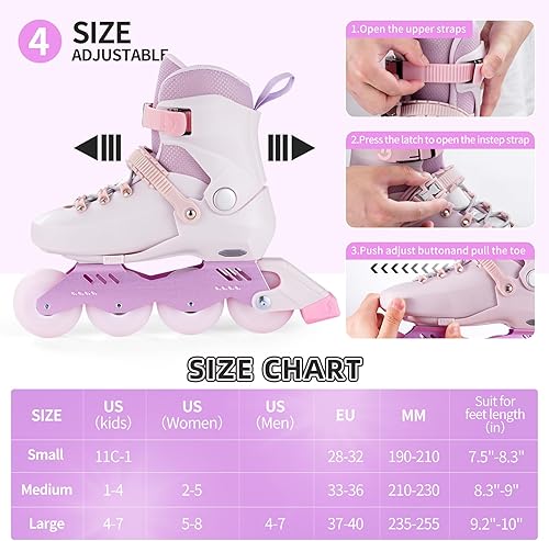 Miniatura 2 de SWAY Patines en línea ajustables para niños, adolescentes y adultos, todas las ruedas iluminan patines de alto rendimiento para niños y niñas,