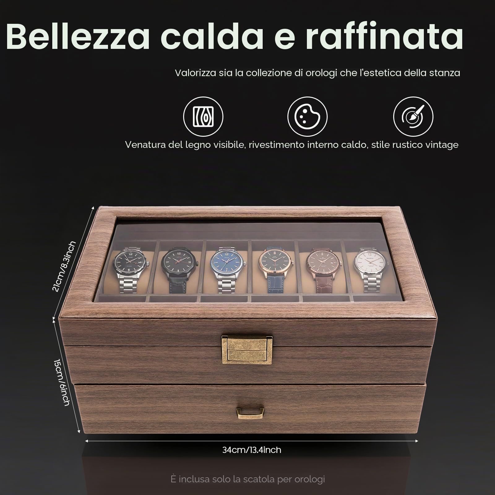 Porta Orologi 24 Scomparti Scatto 2 Piani Scatola Orologi Portaorologi per Riporre Orologi, Gioielli Altri Oggetti Valore, puoi Metterlo Nel Tuo Armadio, Nella Tua Toletta