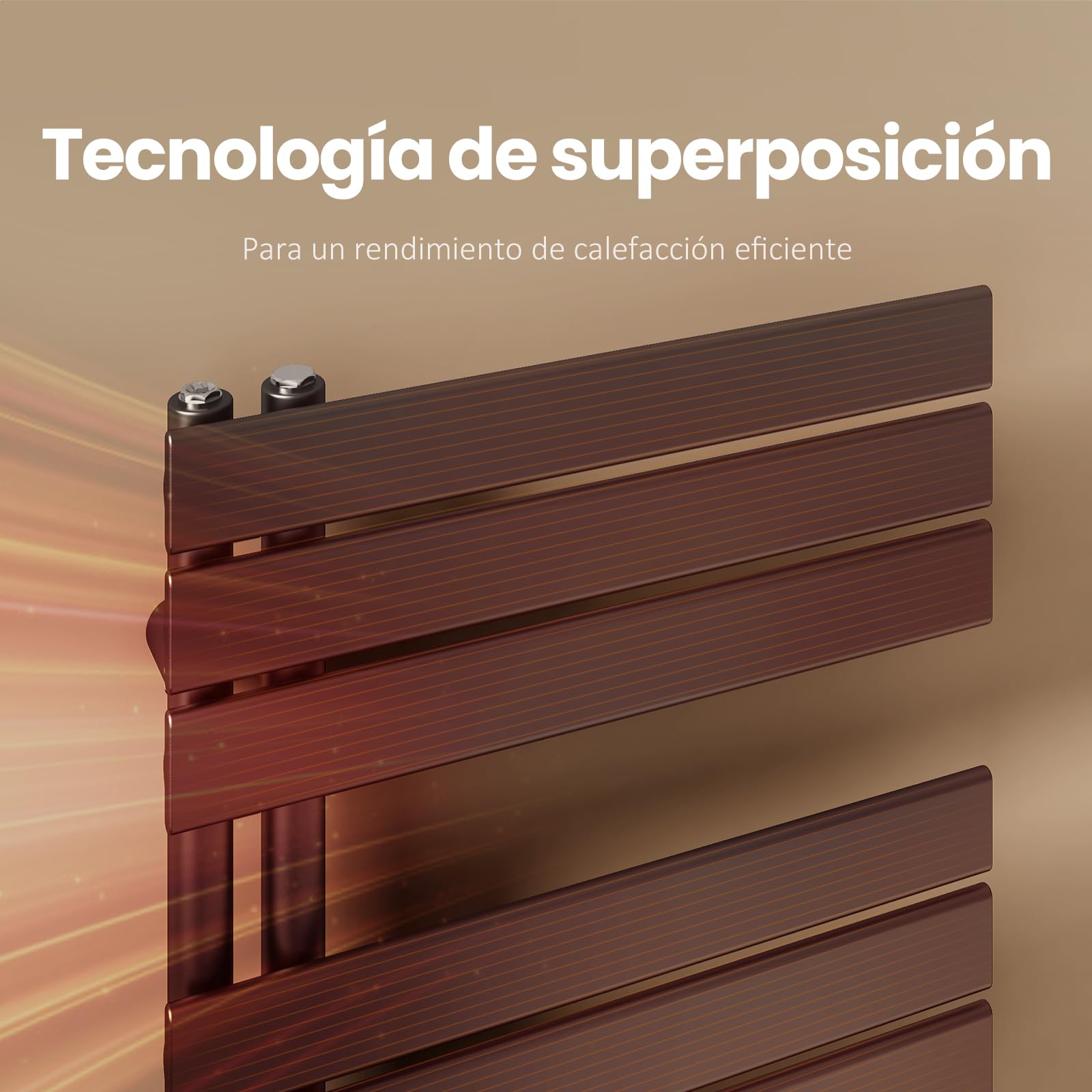 EMKE Radiador de Toallas, 762x400 mm, Negro, 342 vatios | radiador de baño, Soporte para Toallas, con conexión Lateral, Calefactor de Toallas, calefacción de baño