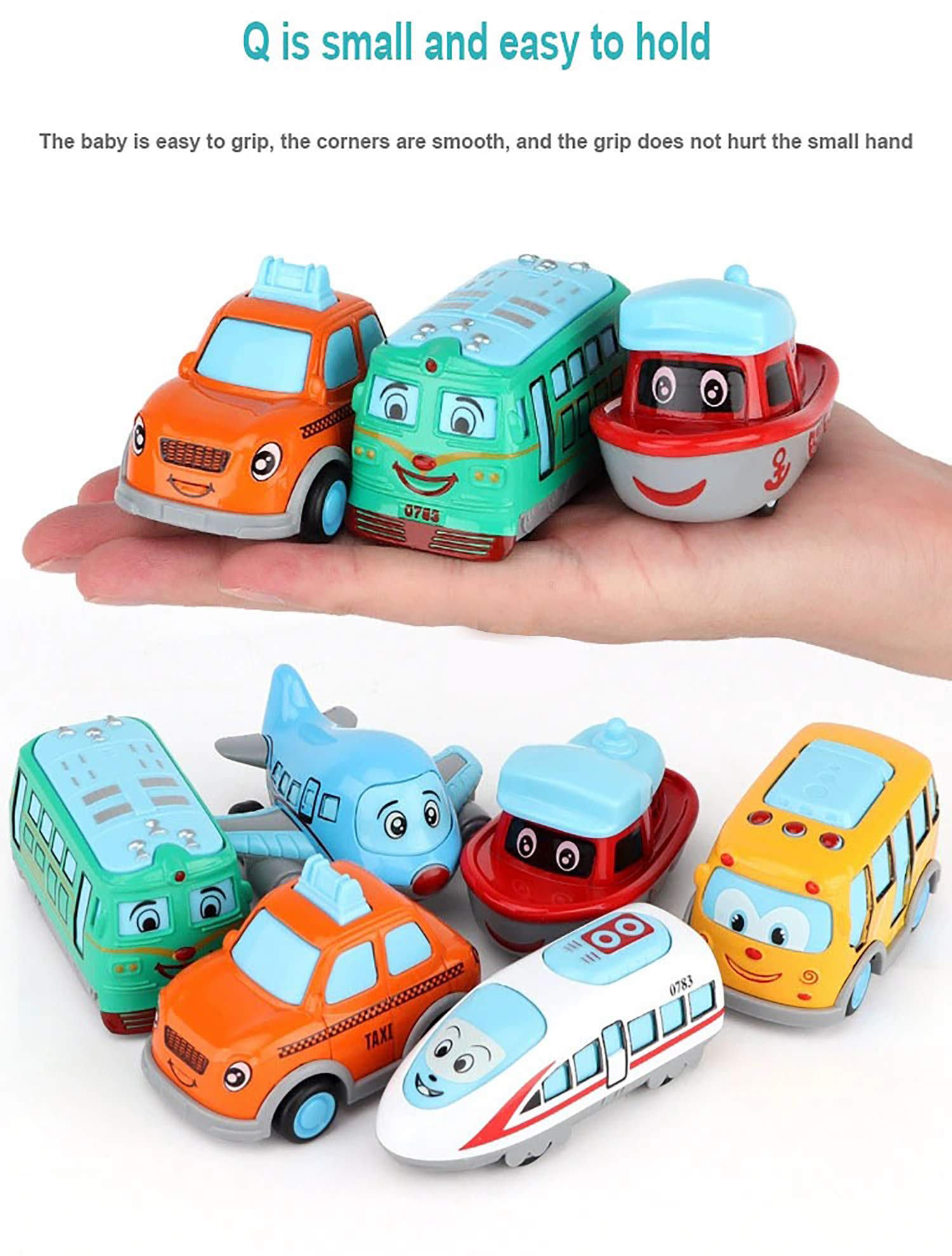 Magicwand ABS Plastic Unbreakable Pull-Back Die-Cast Q【Cute】Toy Set【Pack of 6 Toys】【Multi-Colored】,kids 2+ age - Image 2 thumbnail