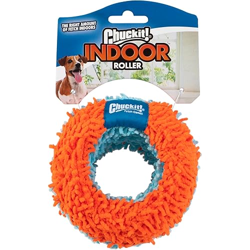 ChuckIt! Indoor Fetch Roller Dog Toy (7.5 Inch), Orange and Blue