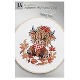 LEISURE ARTS Highland Cow Cross Stitch Autumn ePattern, Counted Cross Stitch Pattern Books for Adults, Beginner DIY Embroidery Pattern Book for Home Decor Crafts