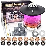 Electric Whiskey Smoker Kit, Old Fashioned Smoker Kit with 8 Wood Chip, Cocktail Smoker Kit with Whiskey Stone, Drink Smoker Gift Set for Birthday, Bourbon Whiskey for Men, Dad, Husband