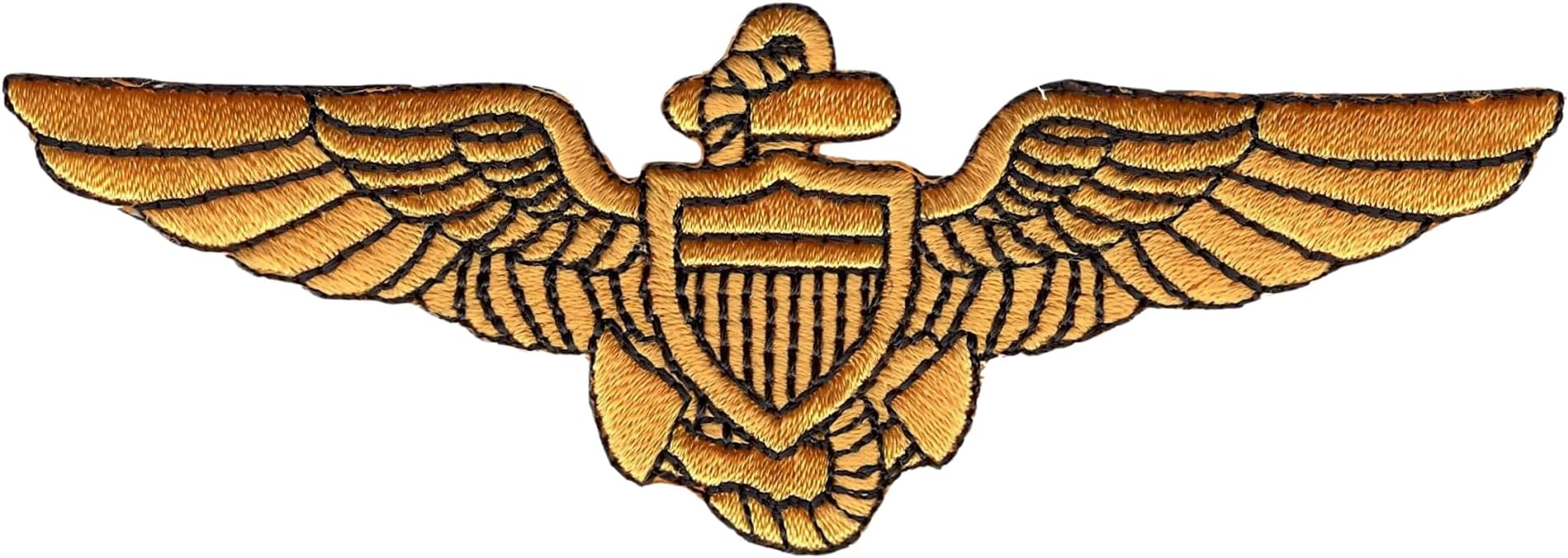 Popular Patch Naval Aviator Pilot Wings Patch Gold -Embroidered Insignia Honoring Naval Aviation Excellence - Sew-On, Iron-On, or Self-Adhesive Application for Uniforms, Jackets, Caps & Displays