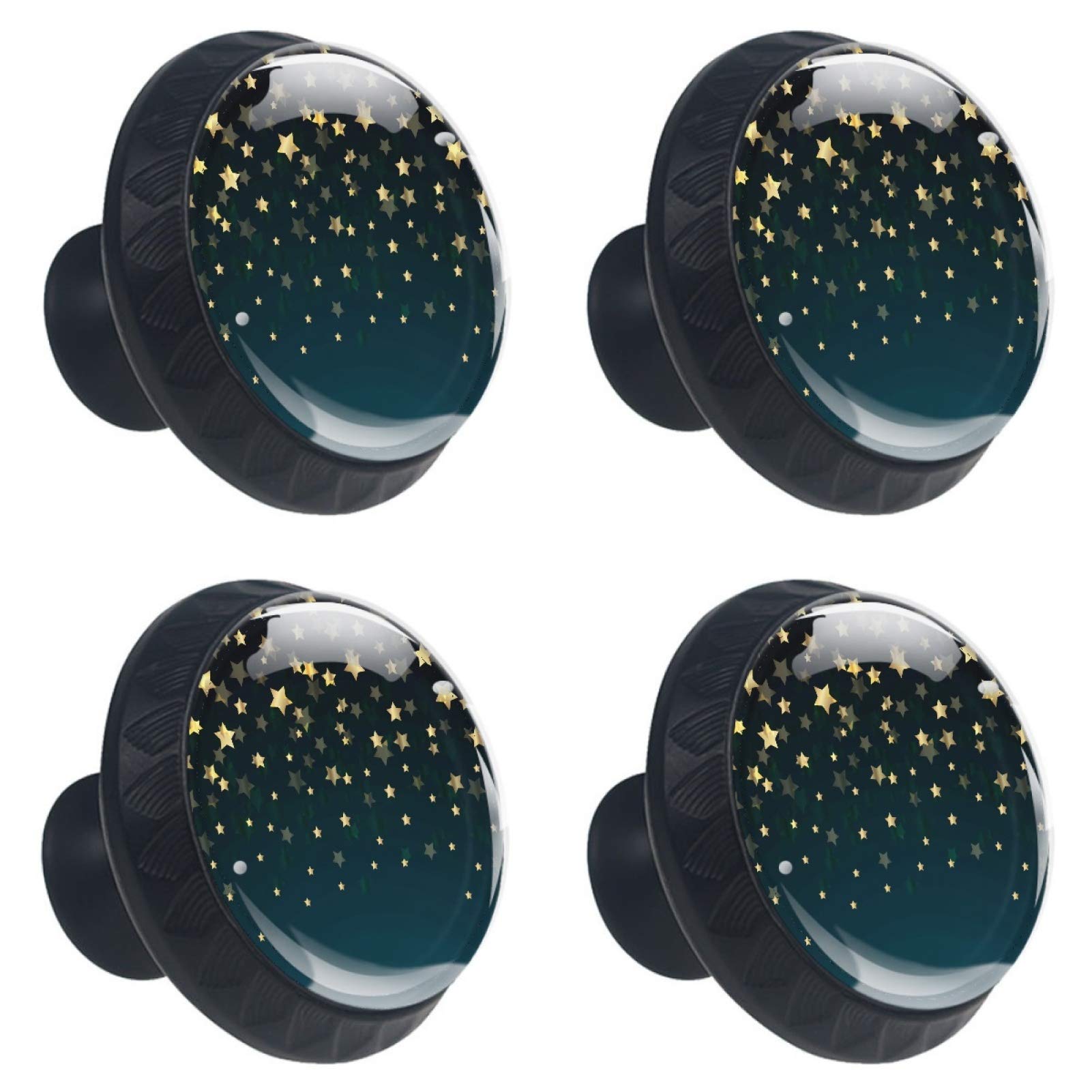 Boutons de tiroir en cristal haut de gamme de 30 mm ornés d'étoiles dorées élégantes