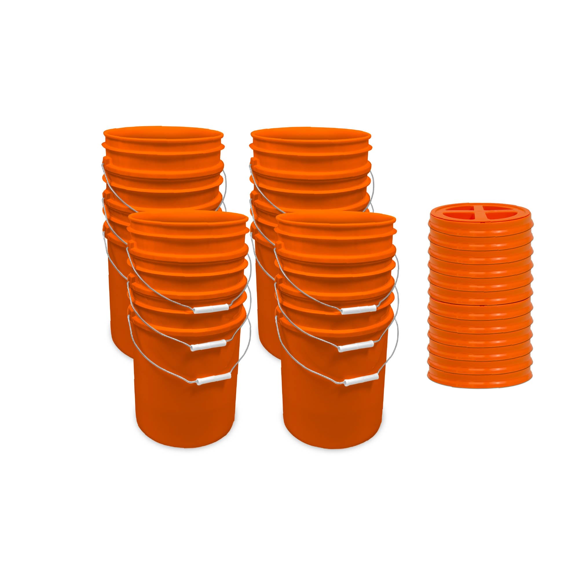 ePackageSupply 5 Gallon Bucket - Food Grade Bucket with Airtight Gamma Seal Screw-On Lid, BPA-Free, Heavy-Duty 90 Mil HDPE Plastic, Bulk Storage, Durable Container, Made in USA, Orange/Orange,12 Packs