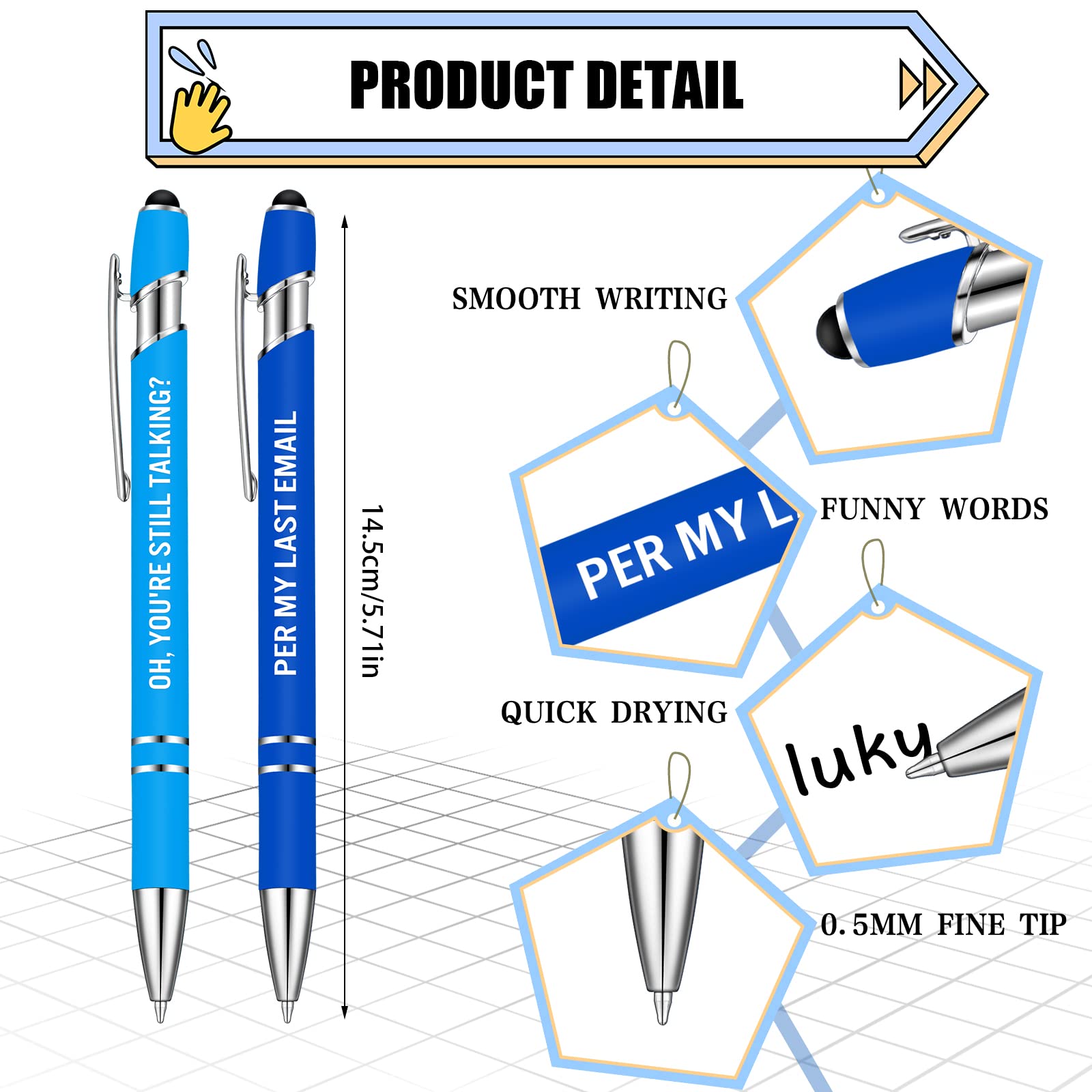 Censen 12 Packs Funny Ballpoint Pens Set Colleagues Funky Stationery Quirky Gift Cheeky Novelty Pens Office Desk Accessories Work Leaving Gift Colleagues Teachers Adults (Bright Color - Image 2