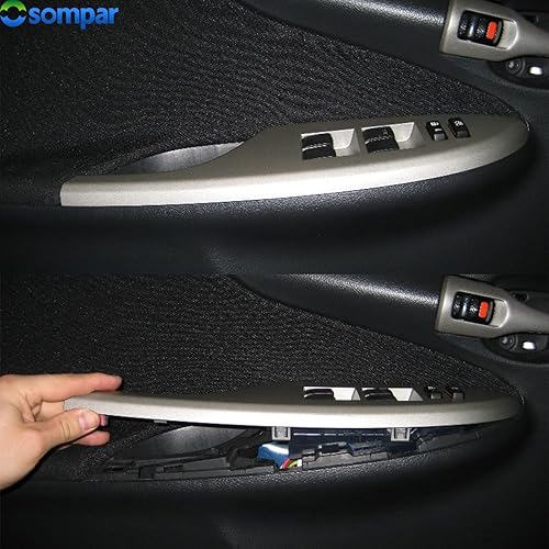 Miniatura 5 de Osompar Interruptor de ventana eléctrica Bisel delantero del lado izquierdo del conductor (plateado) compatible con el panel de interruptores de