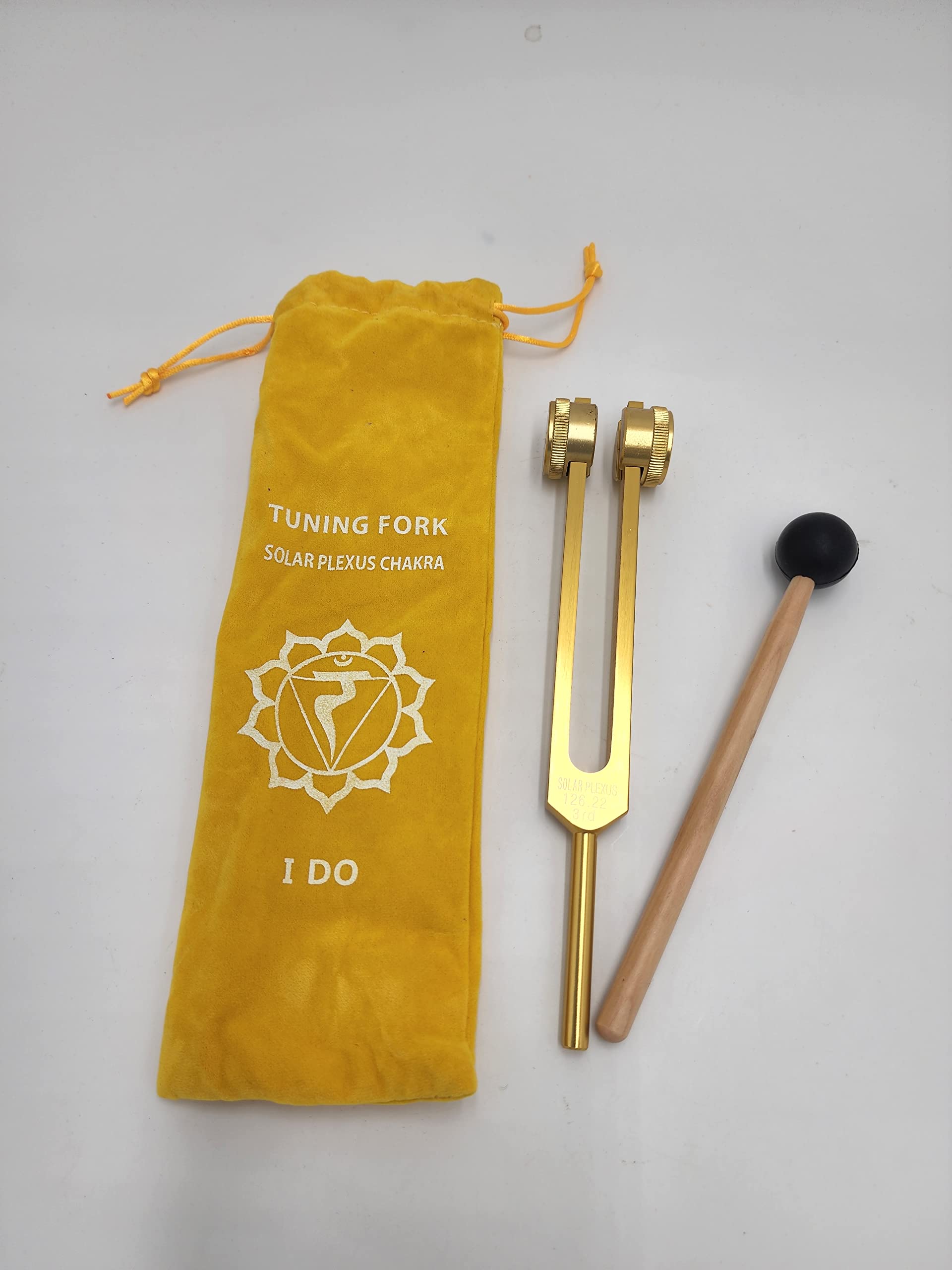 Solar Plexus Chakra Color Weighted Tuning Fork with Chakra Color Bag and Mallet