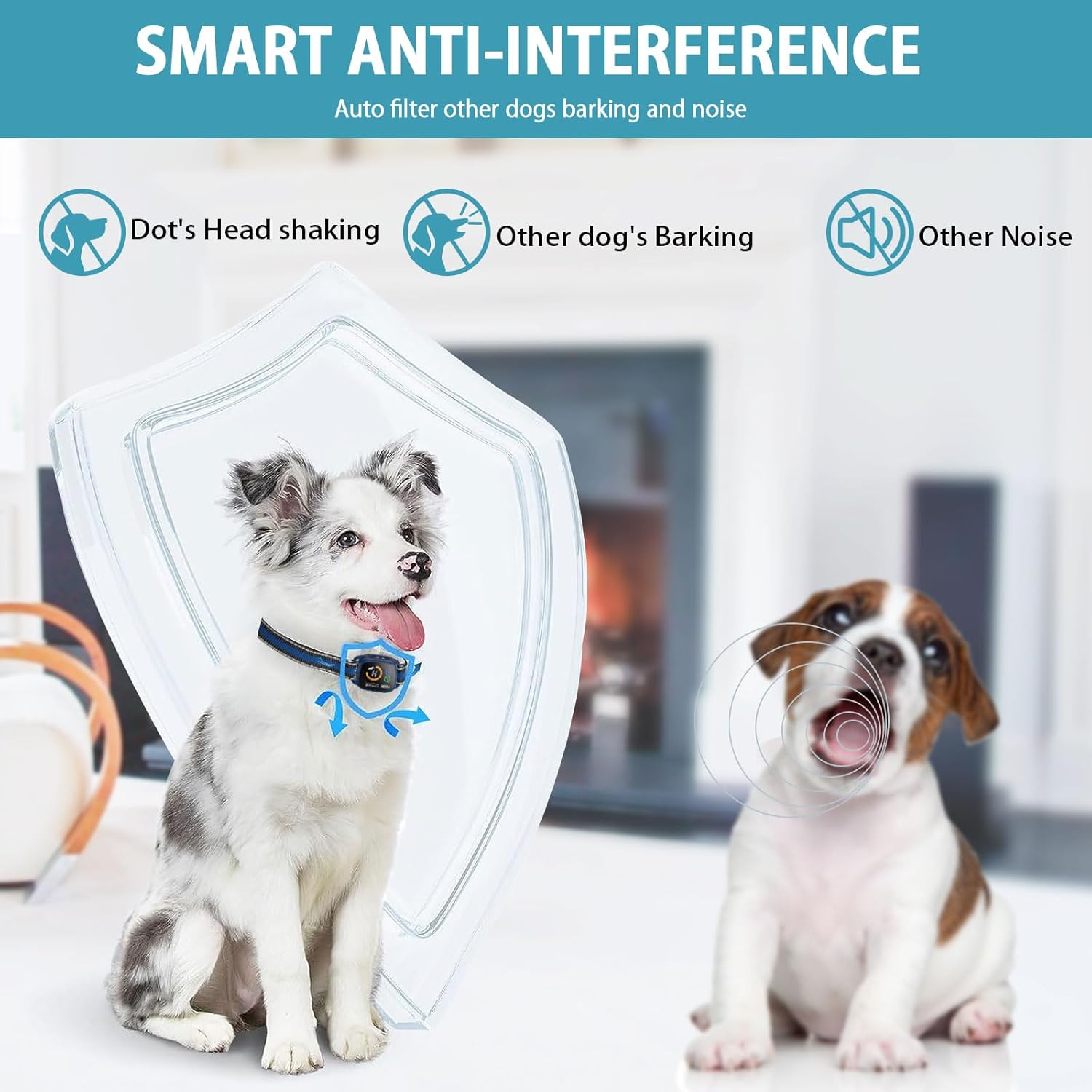 Bark Collar for Small/Medium Dogs,No Shock Anti Bark Collar with 3 Adjustable Modes Beep&Vibration-IP67 Waterproof,Barking Collar with 6 Adjustable Sensitivity Rechargeable Training Collar (Blue) - Image 2