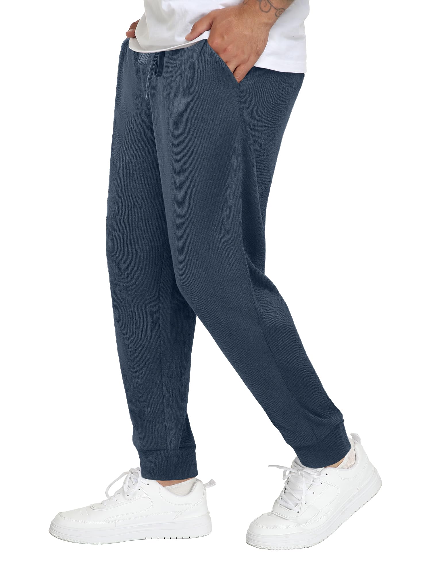Men's Casual Drawstring Baggy Jogger Pants Tapered Elastic Waist Sweatpants with Pockets