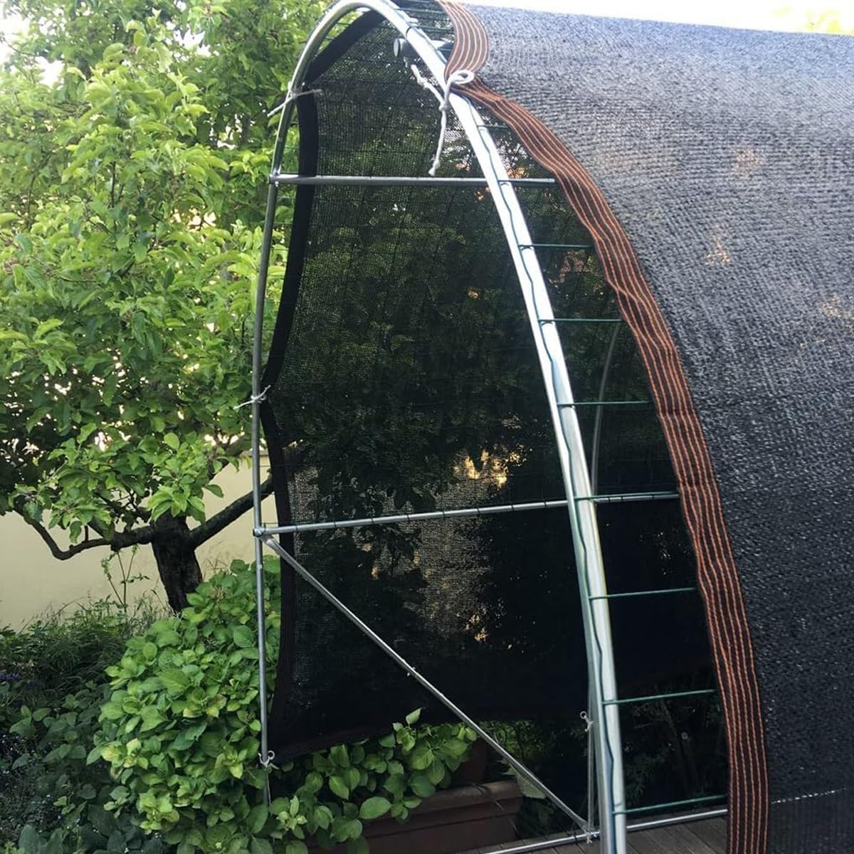 Cubierta negra para plantas de jardín de 5 x 5 m con ojales, lona de malla transpirable para invernadero y uso al aire libre, perfecta para plantas y verduras