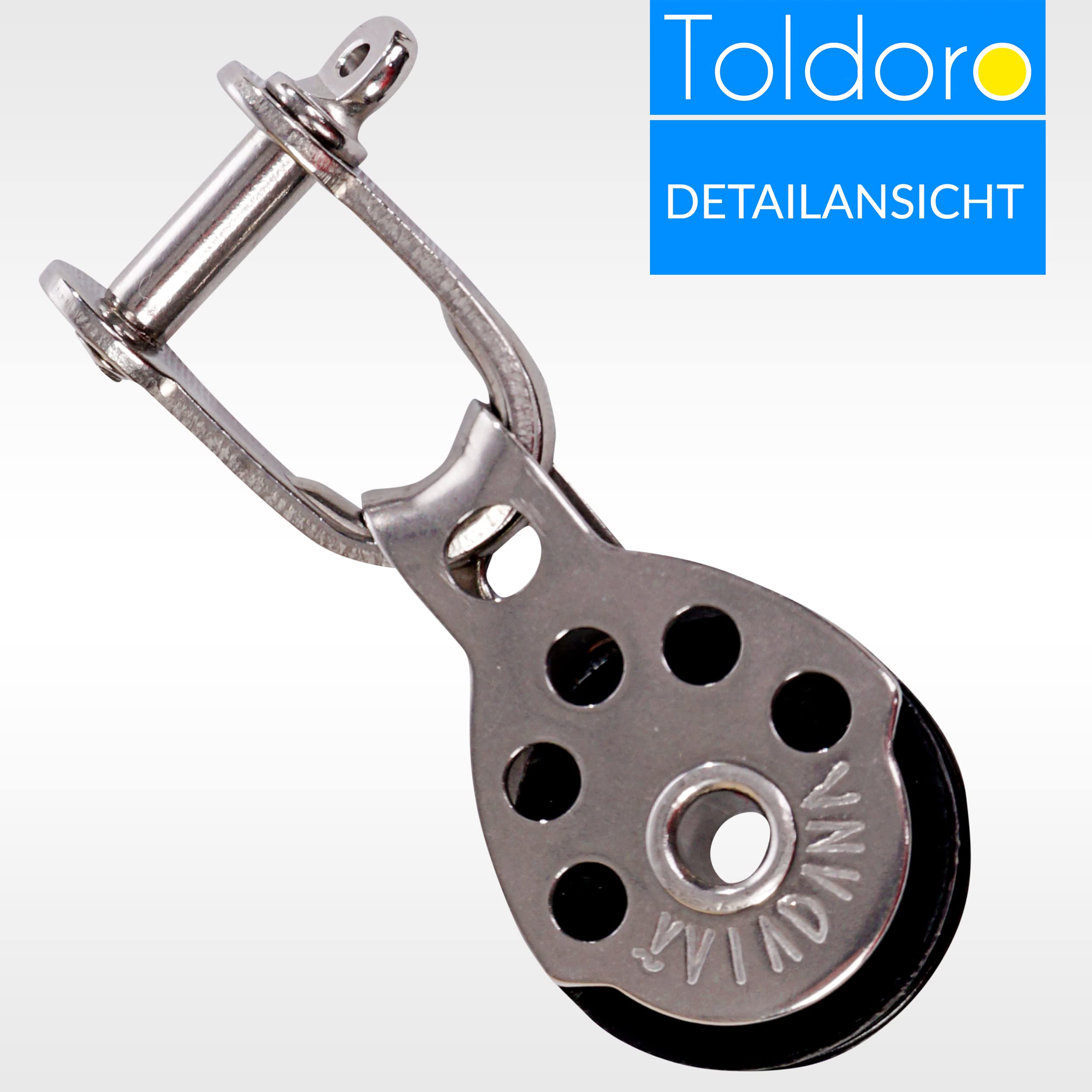 Toldoro Umlenkrolle Einzelblock mit Gleitlager und Bügel für 6mm Tauwerk, Mini Block Rolle, Block Rolle