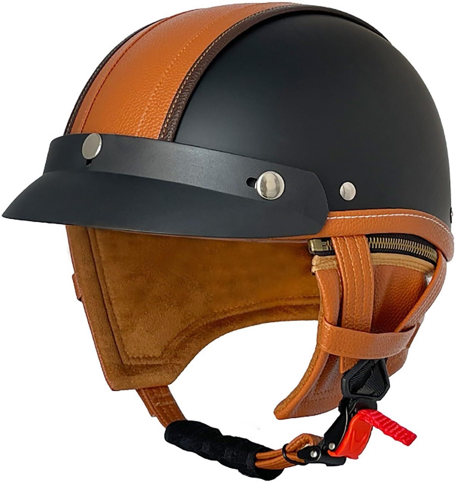 Niemiecki kask motocyklowy w stylu vintage, zatwierdzony przez DOTECE, skórzany kask motocyklowy dla dorosłych z otwartą twarzą, w stylu Retro Vintage, motocyklowy kask