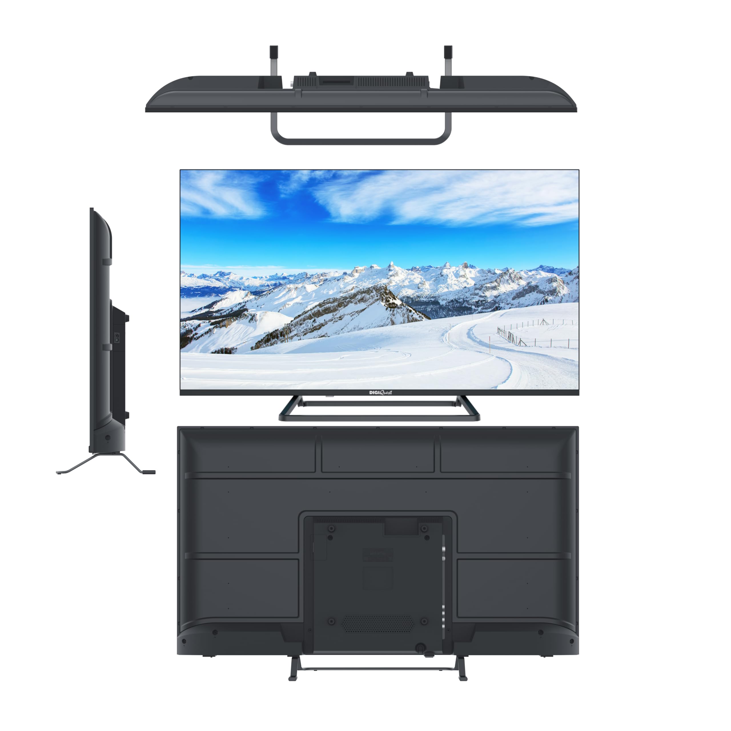 DIGIQUEST Smart TV 40", bezramowy, Full HD, Android Google TV, Wi-Fi, LCN Tivùsat, podwójny tuner, Mediaplayer, funkcja CEC, centralna podstawa, czarny [klasa efektywności energetycznej E]