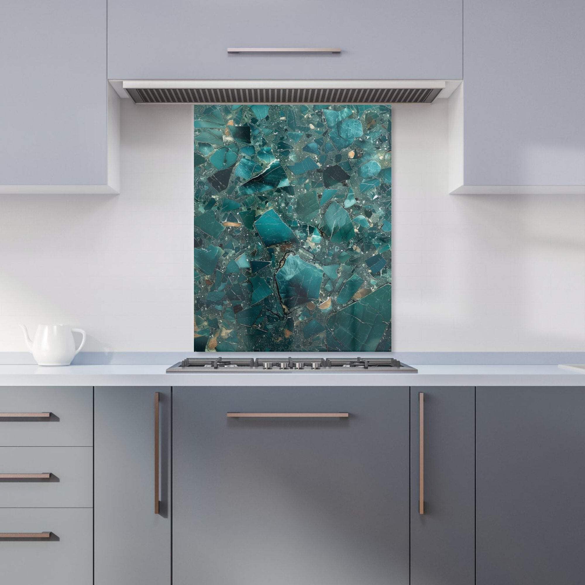 Warren Reed Turquoise - Teal Quartz Effect Kitchen Splashback - W600mm X H750mm
