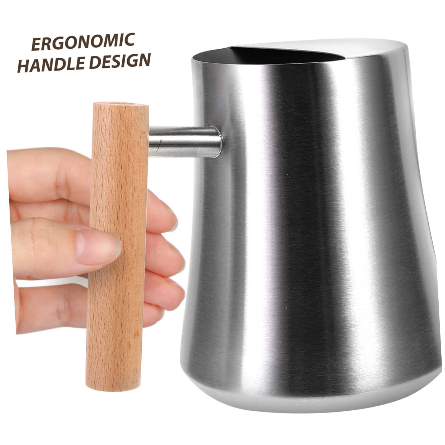 Edelstahl Gießkanne 1l mit Holzgriff, Stabile Handgießkanne für Pflanzen