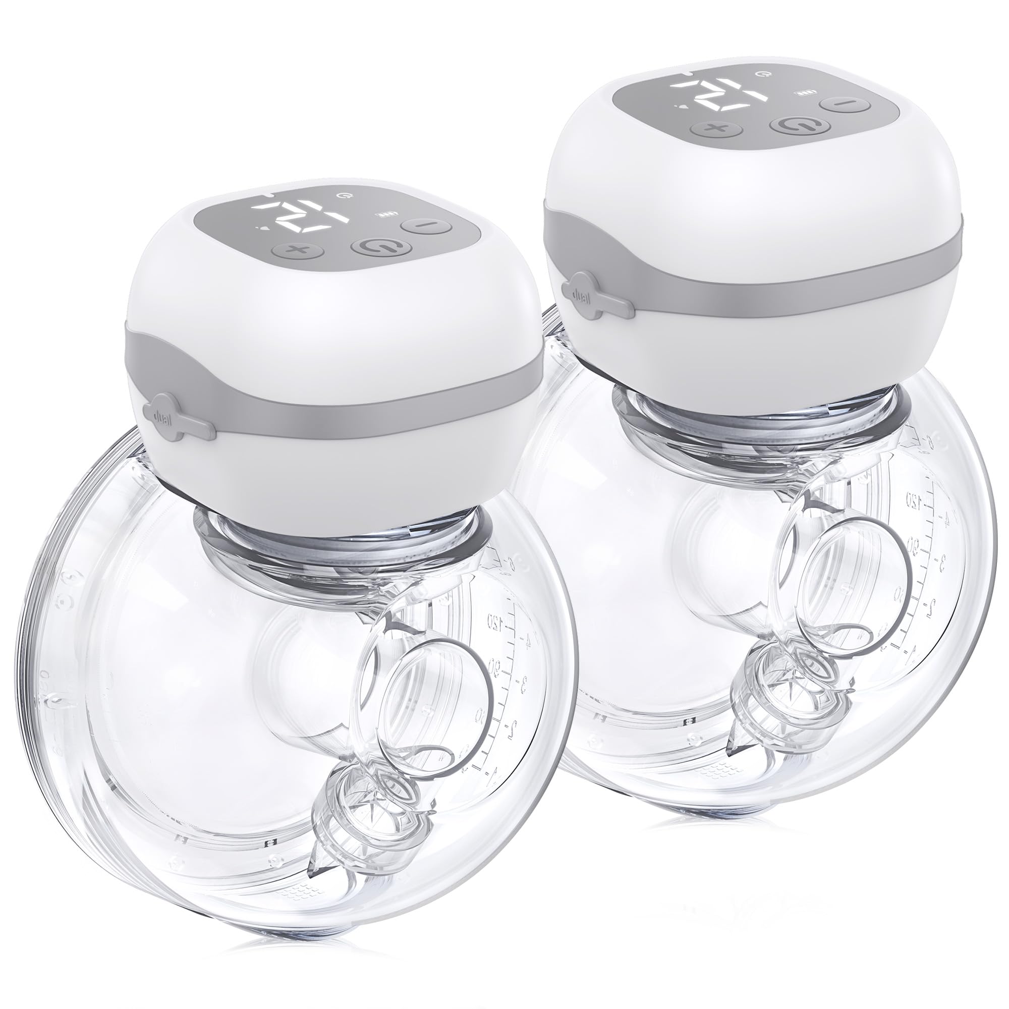 Haokoo Tiralatte Elettrico Indossabile Portatile, 201g Leggero Tira Latte Neonati Elettrico, Installazione Rapida 5s, 3 modalità e 12 livelli, Display a LED, Senza BPA, 2 Pezzi
