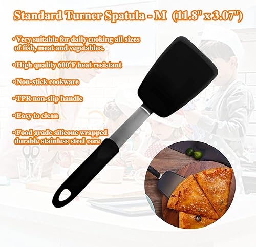 Miniatura 8 de Juego de 4 espátulas para cocinar. Espátula flexible resistente al calor de 600 F. La espátula de goma de una sartén antiadherente se utiliza para