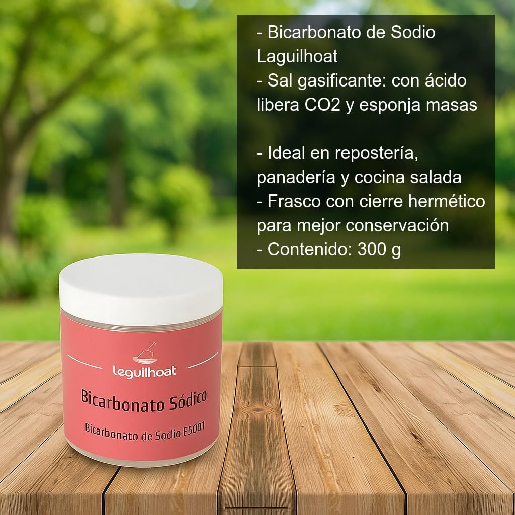 Bicarbonato de Sodio Alimentario 300 g en frasco hermético Impulsor para repostería panadería y cocina Rebozados crujientes limpieza del hogar