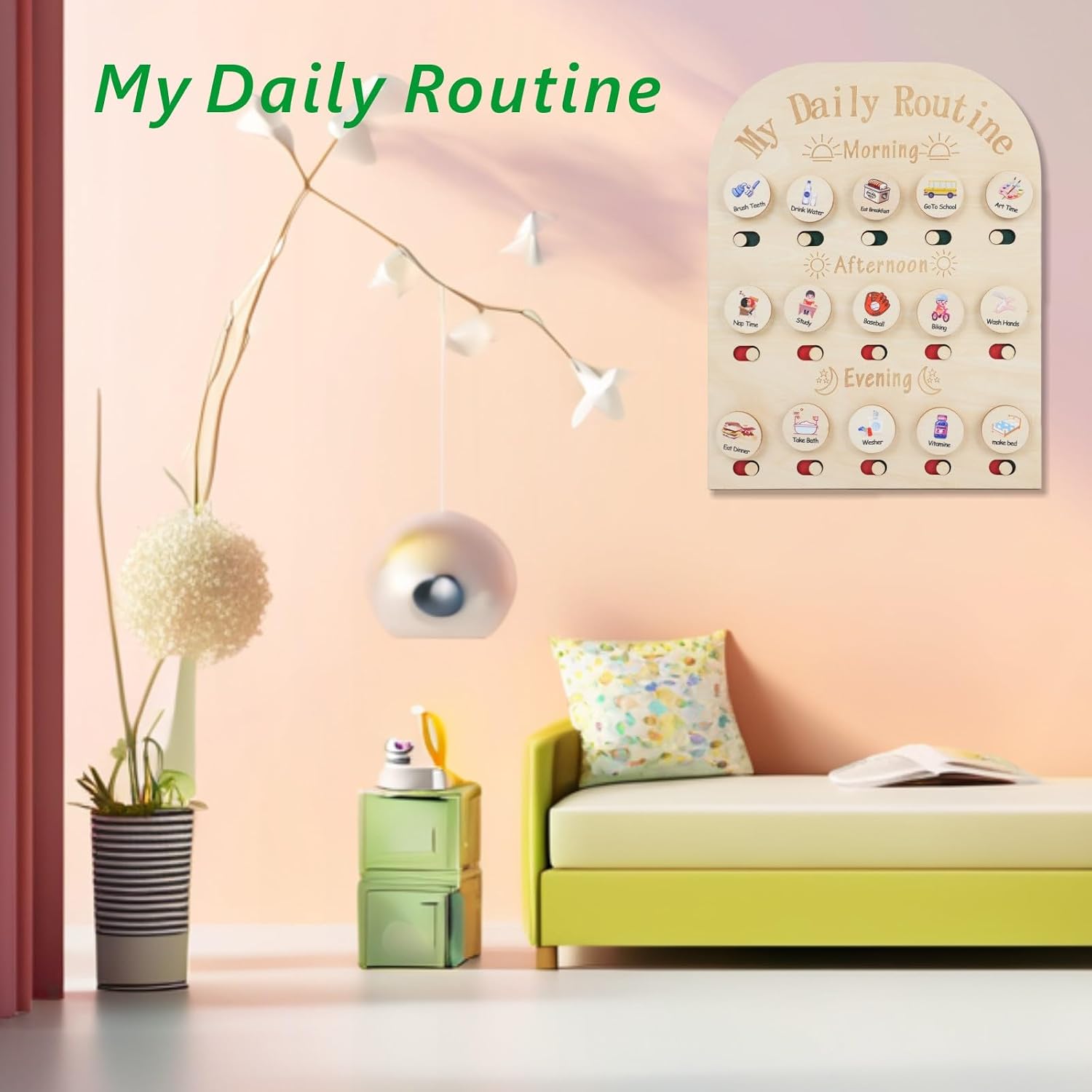 Daily Routine Chart for Kids Visual Daily Schedule for Cultivating Good Habits Reusable Chores Chart for Preschoolers and Siblings Family Activity Planner Back-to-School Season