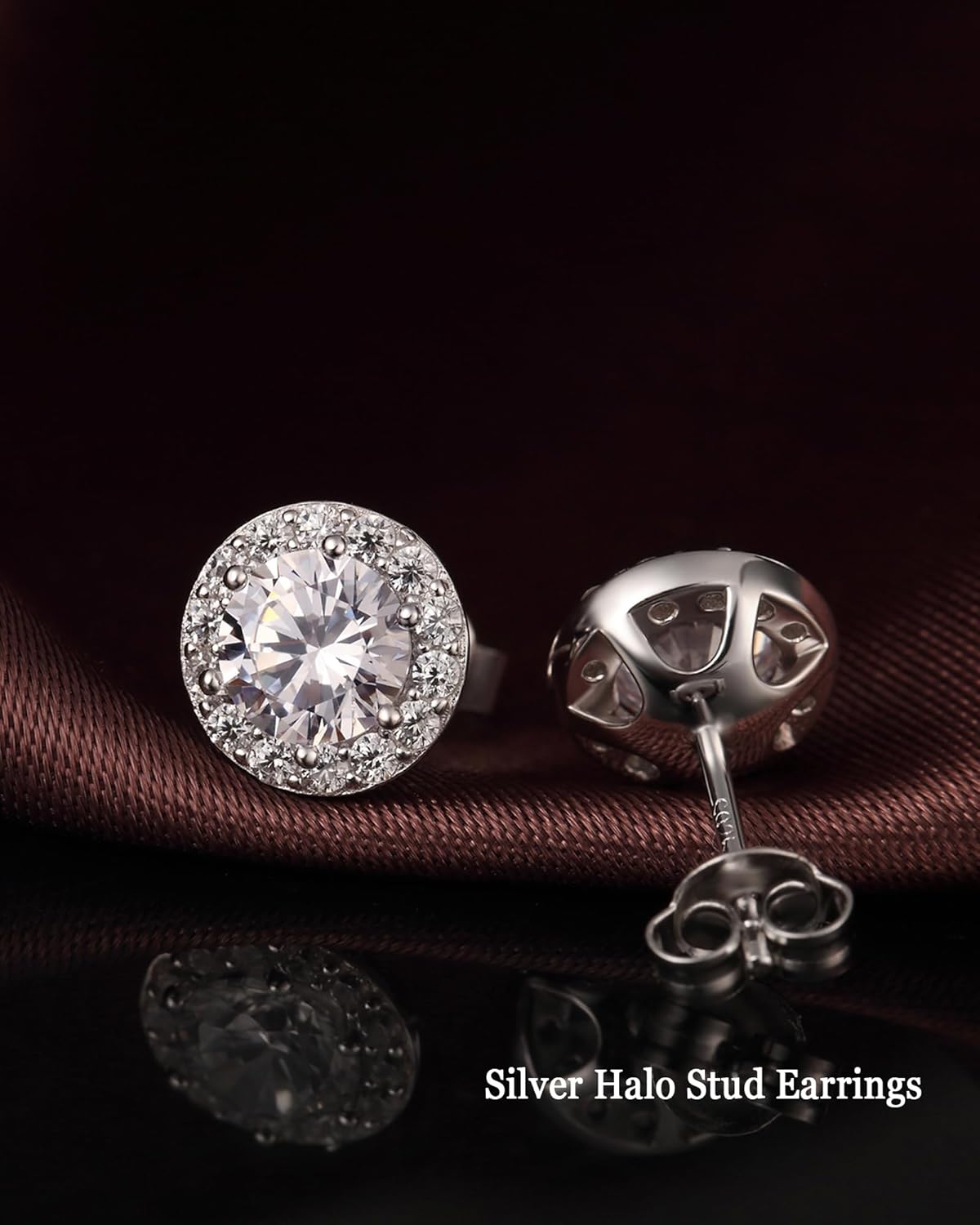 Halo Stud Earrings 925 Sterling Silver Cubic Zirconia Halo Earrings for Women/Men - Image 4