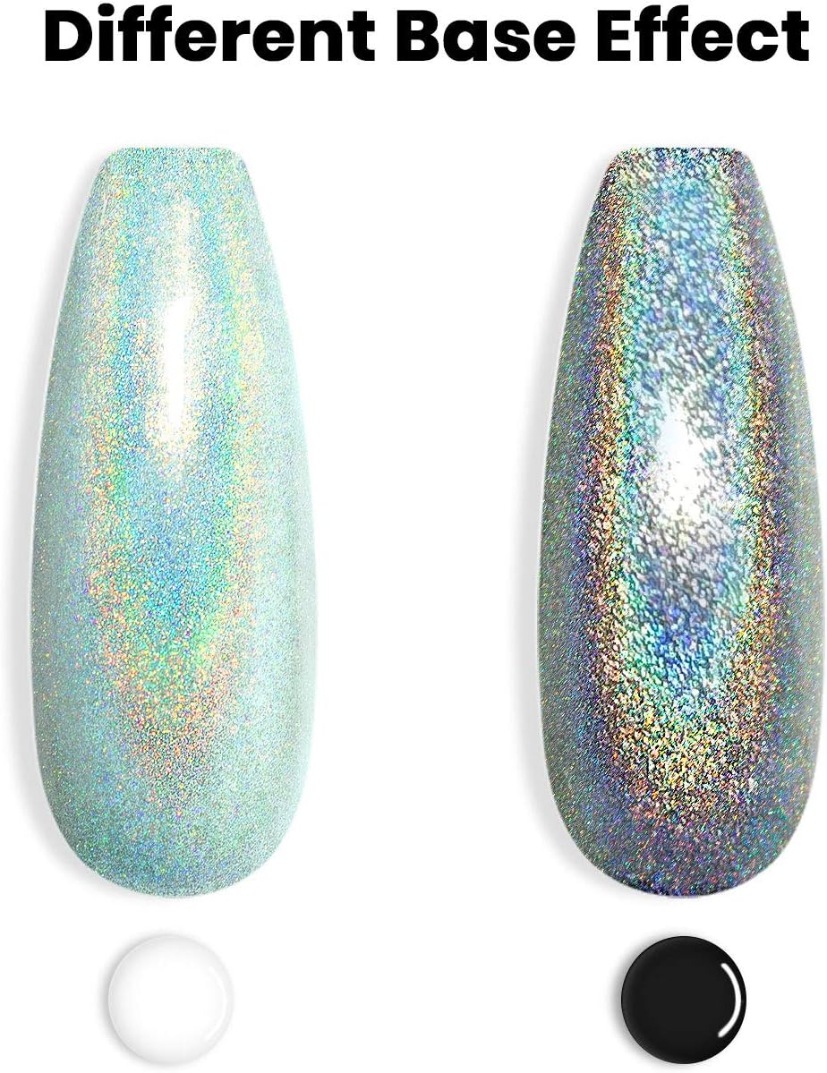 Holographic Gel Nail Polish Mint Green Glitter,RARJSM Hologram Gel Polish Color Change Iridescent Gorgeous Glossy Glitter Diamond Laser Chrome 7.5ml Curing Required Nail Varnish - Image 3