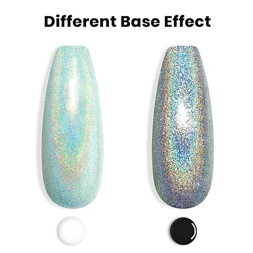 Miniatura 9 de RARJSM Esmalte de uñas de gel holográfico, gris, hermoso y brillante, con purpurina, efecto sirena, unicornio, lámpara de secado necesario para