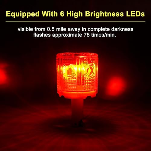 Miniatura 3 de Aolyty Luz solar estroboscópica de advertencia de 360 grados de una sola columna súper brillante impermeable IP48 para construcción, muelle de