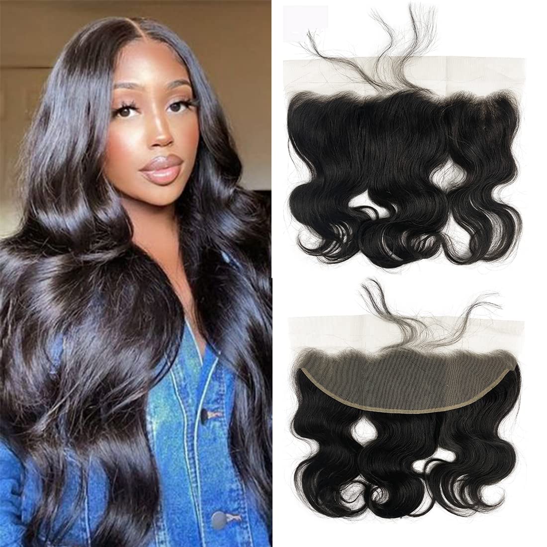 13X4 Transparent Lace Frontal Closure Human Hair Body Wave Lace Front Closure Ear To Ear Free Part Swiss Lace Frontal 100% Unprocessed Brazilian Virgin Human Hair Natural Color 20 Inch
