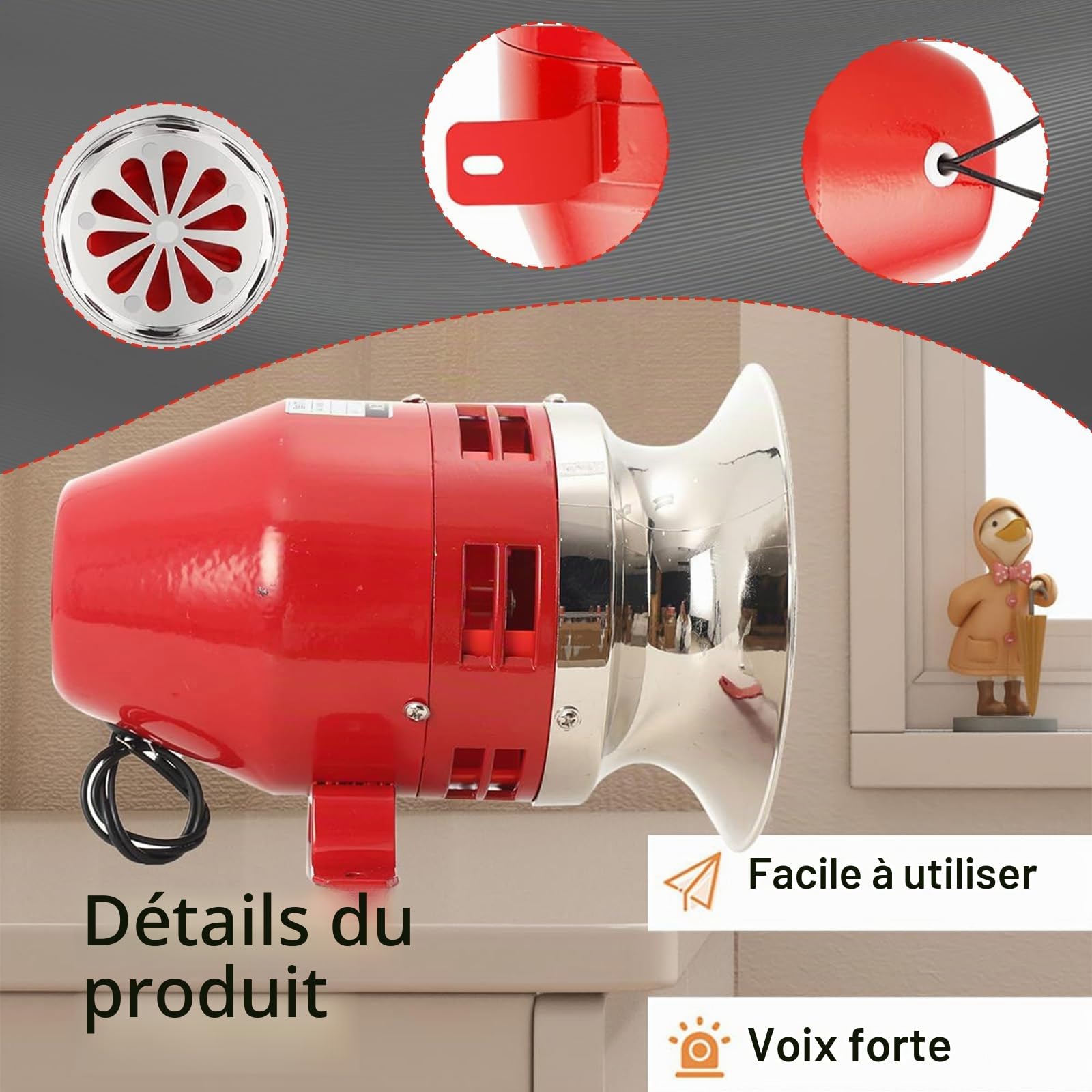 Sirène Alarme Extérieure, Sirène d'Alarme Industrielle 220V 40W 120dB Alarme Sonore Puissante pour Extérieur, Sécurité, Incendie et Environnements Bruyants