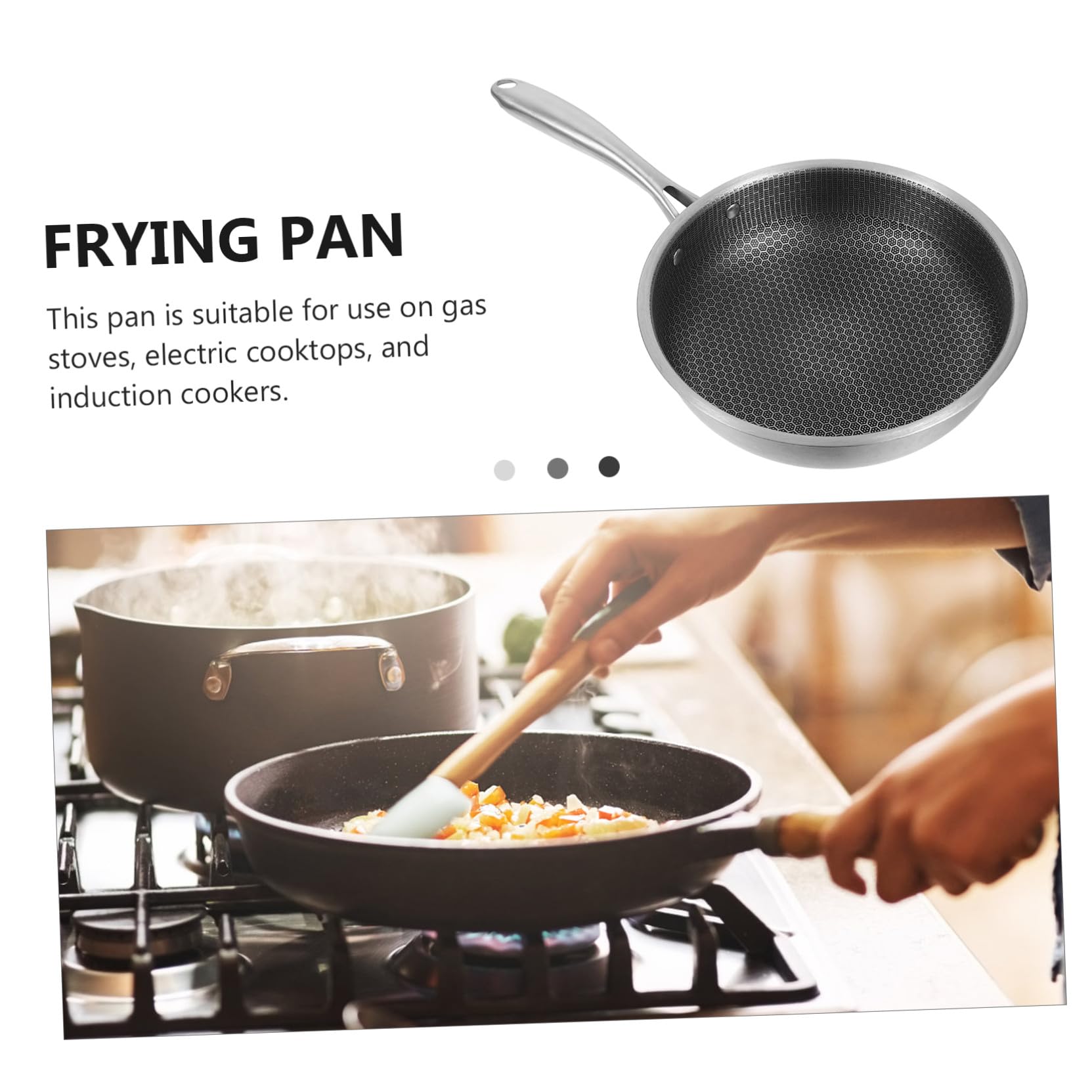 Padella in Acciaio Inox Nera Fondo Piatto Antiaderente | Padella Piccola Antiaderente, Distribuzione Uniforme del Calore, Adatta per Friggere Uova e Bistecche