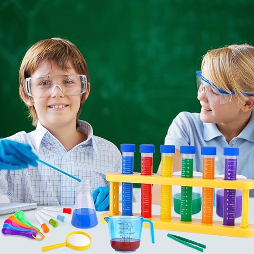 Miniatura 8 de INNOCHEER Kit de experimento científico para niños con bata de laboratorio, disfraz de científico y juguetes de juego de rol, regalo para niños y