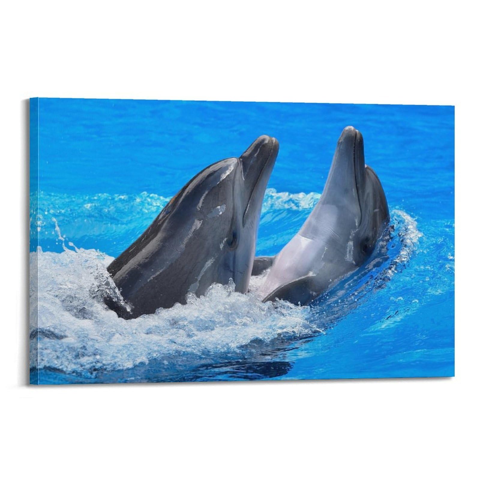WZKTCL Animal Poster Two Dolphins Poster Decorative Painting Canvas Wall Posters And Art Picture Print Modern Family Bedroom Decor Posters 24x36inch(60x90cm)