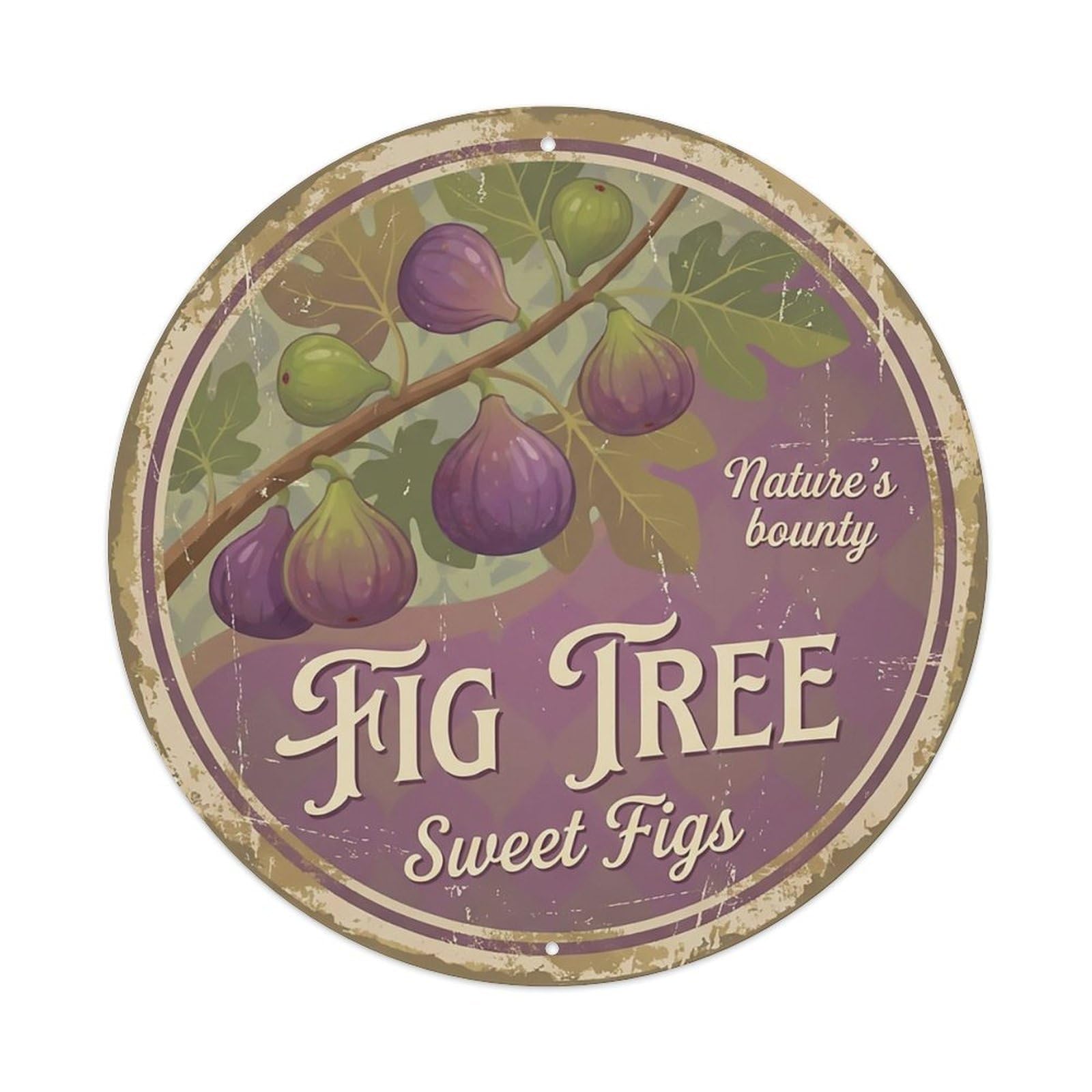 Cxhjca 8X8inch(20X20cm) Vintage Cottagecore Garden Fig Tree Mediterranean Metal Tin Sign