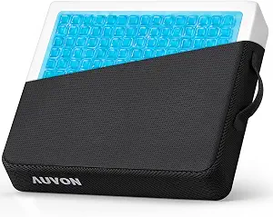 AUVON Cooling Gel Wheelchair Seat Cushion for Sciatica, Back, Pressure Sore and Ulcer Pain Relief, Breathable Memory Foam Chair Cushion with Waterproof Silk Fabric, Removable Strap, Anti-Slip Cover