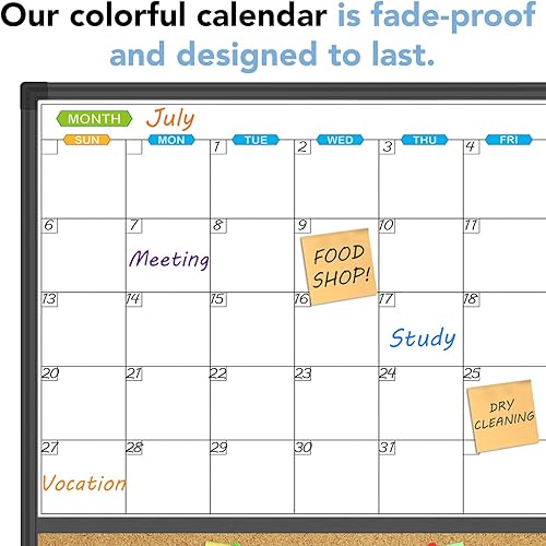 Miniatura 9 de JILoffice Calendario magnético con combinación de pizarra blanca y tablero de corchos de anuncios, 24 x 18 pulgadas, paquete de 2, marco de aluminio