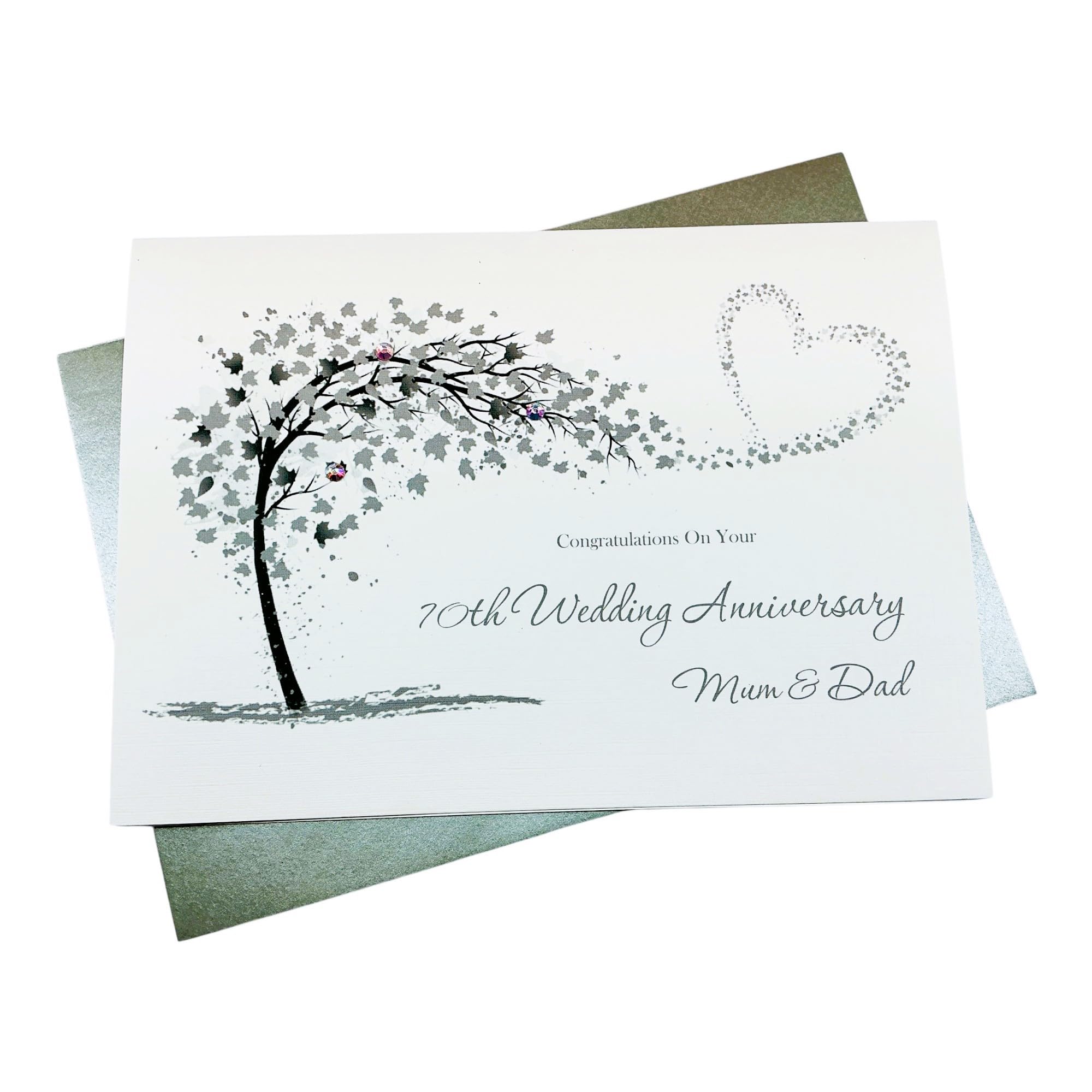 Mum & Dad 70th Wedding Anniversary Card Personalised Platinum – SH 70