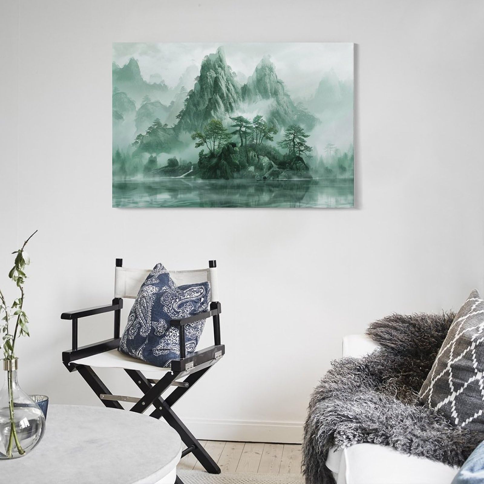 Amazon.co.jp: 絵画 芸術的な山、湖、木々 アートパネル ポスター 