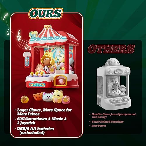 Miniatura 5 de Skirfy Máquinas de garras para niños y adultos con 30 mini premios y sonidos ajustables, máquinas expendedoras de juguetes dispensadores, regalos