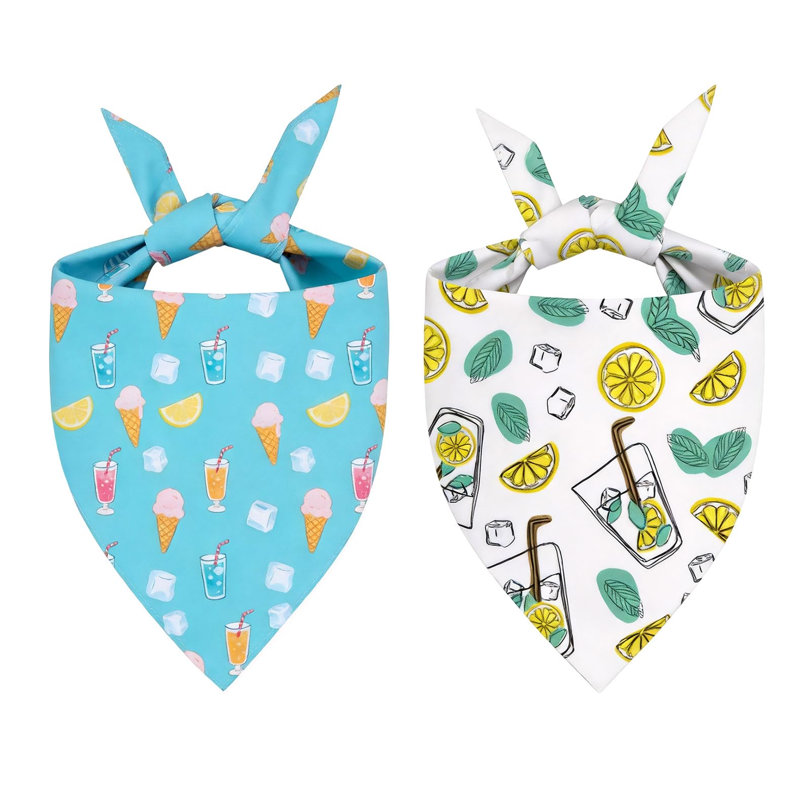 Bestwist Dog Bandanas Summer, [2 PCS] Adjustable Puppy Scarf with Cool Vacation Theme Dog Bandana, Triangle Pet Neckerchiefs Costumes Presents for Small Medium Large Breeds