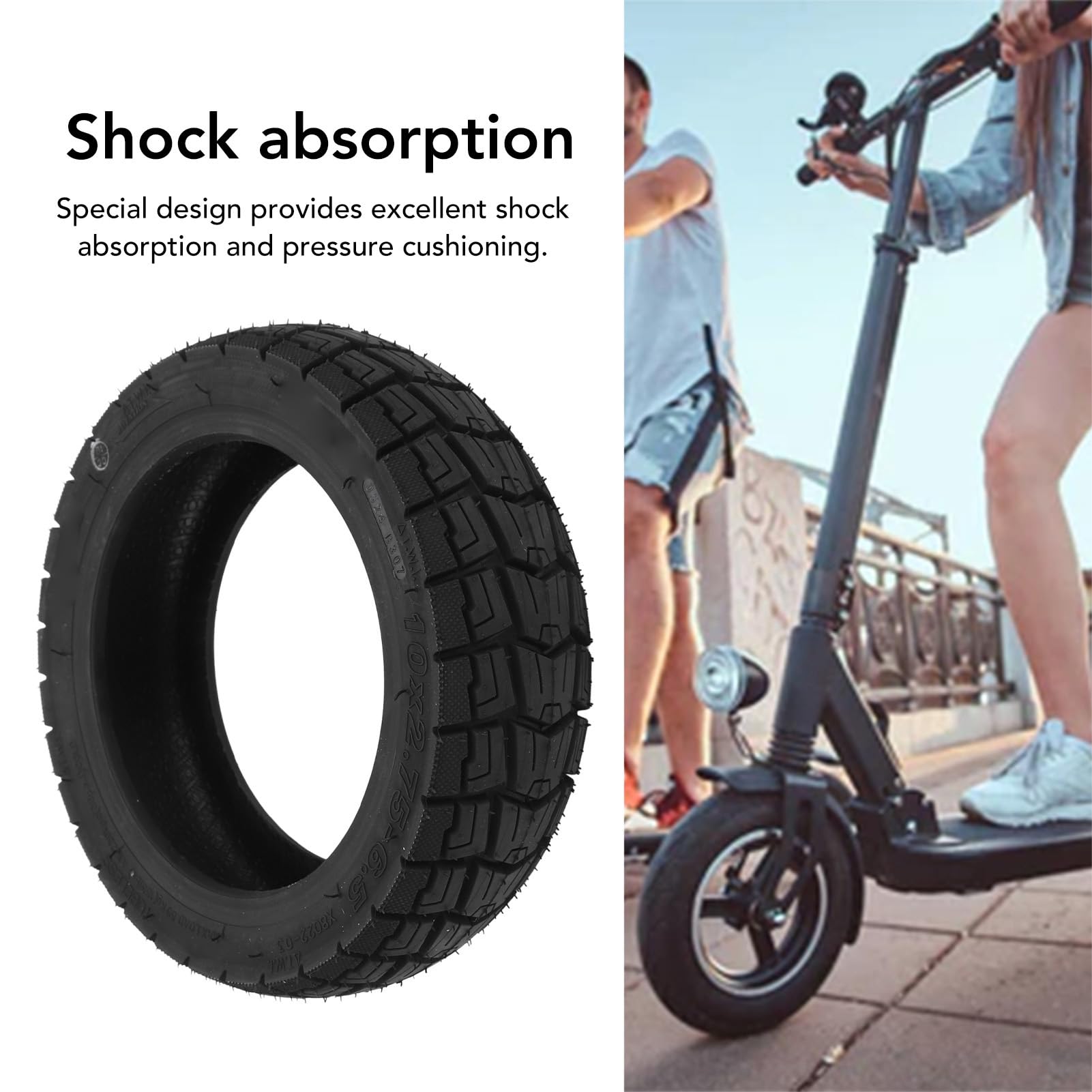 Tire de Scooter électrique, 10x2, 75-6, 5 Rubber sans Glissement de Scooter à Vide de